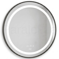 Дзеркало з LED підсвіткою 6060 кругле, чорна рама