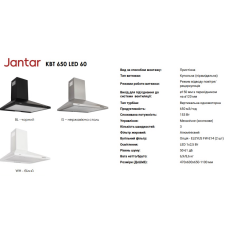 Витяжка кухонна JANTAR KBT 650 LED 60 IS (нержавійка, купольна)