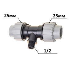 Трійник ПЕ Ø25x1/2quot;ЗxØ25 (SantehPlast.COS)