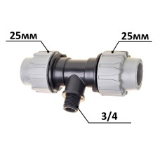 Трійник ПЕ Ø25x3/4quot;ЗxØ25 (SantehPlast.COS)