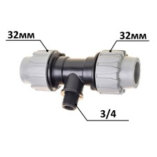Трійник ПЕ Ø32x3/4quot;ЗxØ32 (SantehPlast.COS)